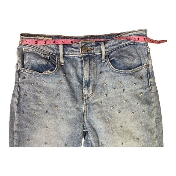 Levis Jeans Women 28 721 High Rise Skinny Blue Star Studded Distressed Jeans - Picture 3 of 9